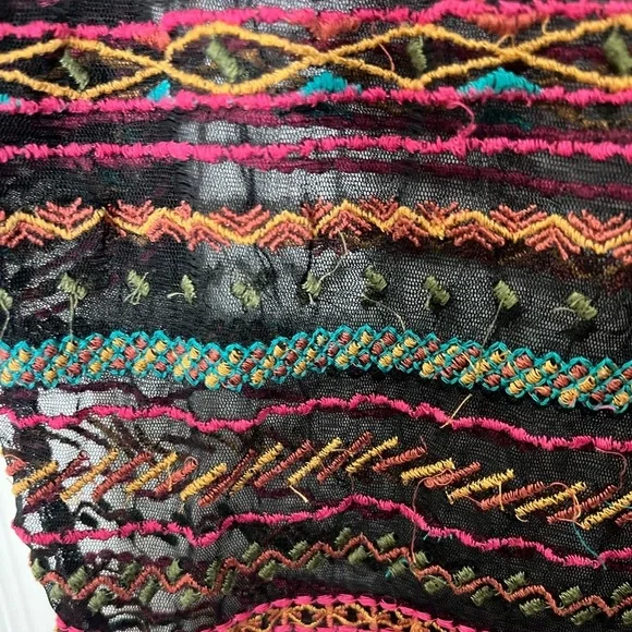 ANTHROPOLOGIE MAEVE Naples Embroidered Mesh Multicolored Cap Sleeve Top | XS - Picture 10 of 12